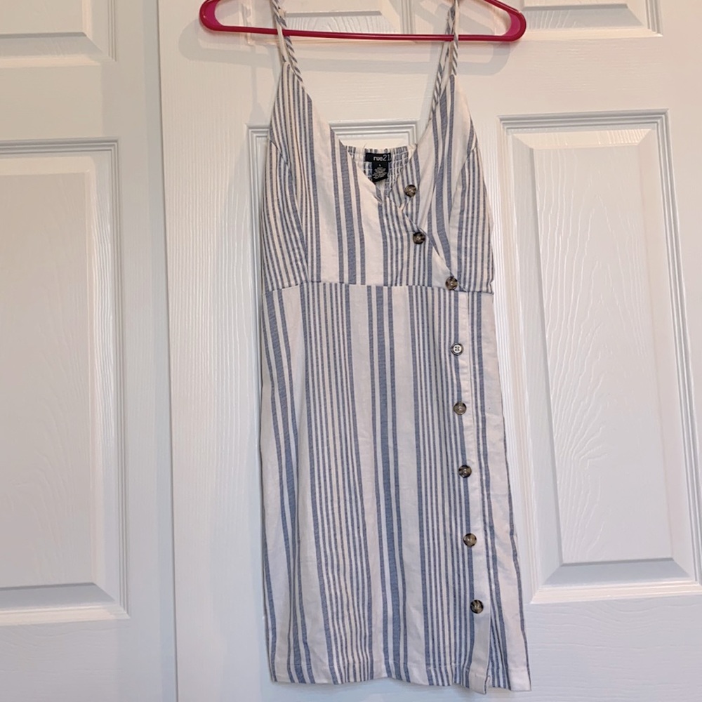 Blue and White striped dress size Large